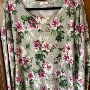 Joie Pink and Green Patterned Knit Top Sz L